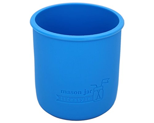 MJL Regular Mouth Pint Silicone Sleeve for Mason Jars (Bright Blue)