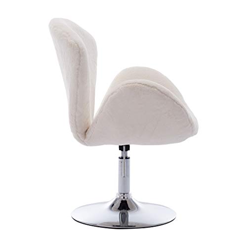 CIMOO White Makeup Vanity Chair, Cute Furry Home Office Chair with Back