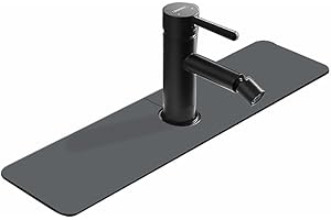 CYlovinho Kitchen Sink Faucet Splash Guard, Faucet Absorbent Mat, Silicone Faucet Water Catcher Mat for Countertops, Bathrooms, Farmhouses, RVs (Dark gray, 5.4''*14.96'')