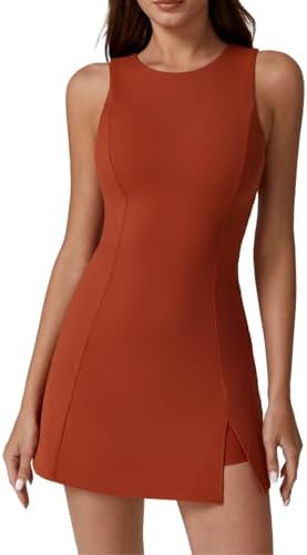 Amazon.com: Topcloset Tennis Dress for Women with Built-in Shorts & Pockets  Athletic Golf Dress for Exercise Sports Dresses, Brown, M : Clothing, Shoes  & Jewelry