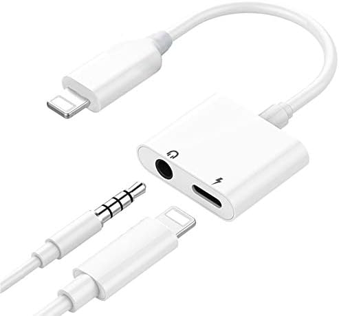 Pilloit Headphone Jack Adapter for XS/X Adapter Earphone Audio Splitter and Charger Connector for X/XS/XS MAX/7/7 Plus /8/8Plus Support to Listen Music and Charger Support iOS 12 System -White