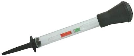 Battery Hydrometer 1.100g - 1.300g/ml Clear Acrylic Cylinder with Large PVC Siphon Bulb and Extended Nozzle for Easy Operation.