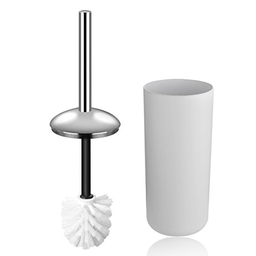 Zuvo 6 Pcs Plastic Bathroom Accessory Set Luxury Bath Accessories Bath Set Lotion Bottles, Toothbrush Holder, Tooth Mug, Soap Dish, Toilet Brush, Trash Can, Rubbish Bin (White)