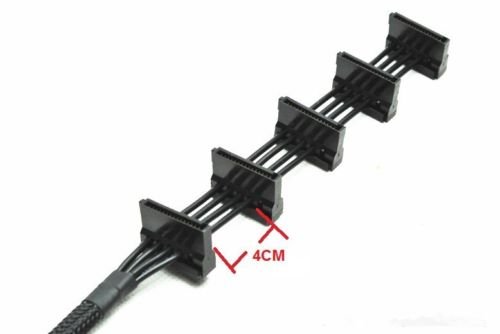 AYA 16-Inch 4-Pin IDE Molex to 5 SATA Serial ATA Power Cable 18AWG