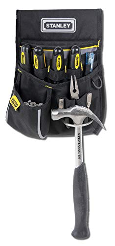 Stanley Gürteltasche / Werkzeuggürtel (33.2x23.5x7.5cm, 600 Denier Nylon, mit 2 Nageltaschen, 1 Hammerhalter und 1 Bandmaßtasche, leicht zugängliche Fächer) 1-96-181 – Bild 3