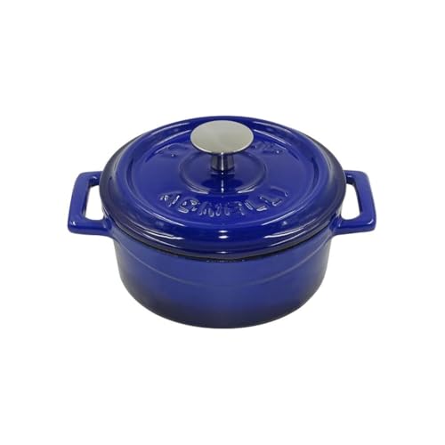 Pentole Agnelli COGHSRP10414B Cookware Slowcook Cast Iron Line Casserole, 14 cm, 0.8 l, Blue
