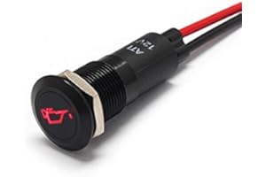 Alpinetech PLB12MS 12mm 1/2" 12V LED Metal Signal Indicator Pilot Dash Light (Oil Pressure Low)