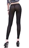Zukzi Women's Stretchy Sexy See Through Leggings Sheer Leggings Clubwear, Sheer Black, US 6