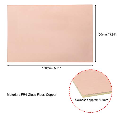 uxcell 150x100mm Double-Sided Copper Clad Laminate PCB Circuit Board FR4 1.5mm Thickness DIY Prototyping PCB Board
