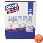 Dixie Plastic Tableware, Heavyweight Forks, White, 100/Box