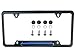 LFPartS Stainless Steel License Plate Frame Black 4 holes for Cars, Trucks Show Support of Police and Law Enforcement Officers (Thin Blue Line)