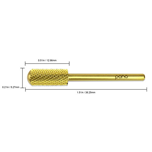 Pana 3/32" Small Smooth Top Nail Carbide Bit - Gold Color (Grit: Medium - M) for Electric Dremel Drill Machine