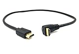 Poyiccot HDMI 2.0 Male to Male Cable 90 Degree, 2 Feet / 60cm Gold Plated High Speed HDMI Male to Male Upward Angle Cable 60Hz, 4K 2K (M/M Up)