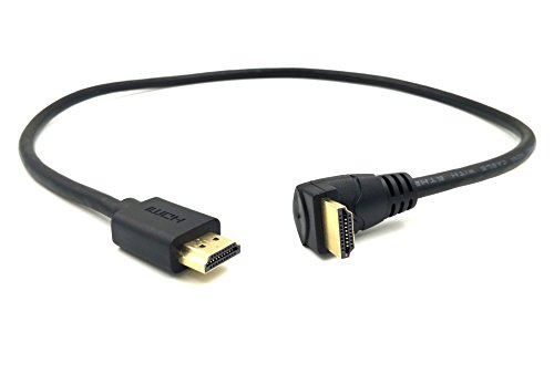 Poyiccot HDMI 2.0 Male to Male Cable 90 Degree, 2 Feet / 60cm Gold Plated High Speed HDMI Male to Male Upward Angle Cable 60Hz, 4K 2K (M/M Up)