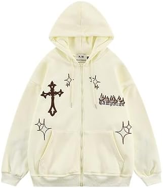 Amazon.com: Ponitrack Unisex Zip Up Hoodies Y2k Flame Print