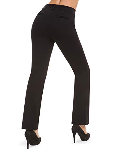 Bamans Women's Bootcut Pull-On Dress Pants Office Business Casual Yoga Work Pants with Key Pocket St - //coolthings.us
