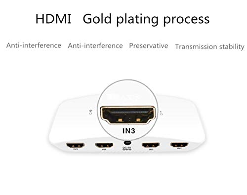 WiFi Smart Voice HDMI Switch 4K 5 Port 5x1 HDMI Switcher Splitter Box Support 4K@60HZ Ultra HD 3D Remote Control and Power Adapter for Amazon echo Compatible with Alexa, Wireless Cellphone APP Remote - Thumbnail 4