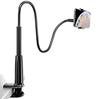 licheers Flexible Gooseneck Phone Holder, licheers Lazy Bed Holder Phone Stand for 3.5-7 Inch Devices, Overall Length 35.4In (Black)