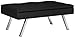 DHP Chelsea Upholstered Ottoman with Chrome Legs and Plus Pillow-Top Seating, Black Faux Leather