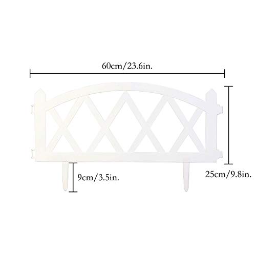 Sungmor Pack of 4 Garden Plastic Rail Fence White Pickets,94.5 Inch