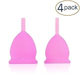 Menstrual Cup (4 Pack) – 2 Small & 2 Large – FDA Approved - Safe, Easy-to-Use & Comfortable for All Lifestyles - Save Money & Protect The Earth w/Reusable Design - Superior to The Diva Cup