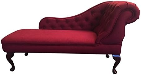 Deluxe Traditional Chaise Longue in Red Faux wool fabric
