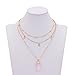 Zealmer Geometric Quartz Necklace Layered Chain Choker Necklace Pendant Moon Star Rhinestone