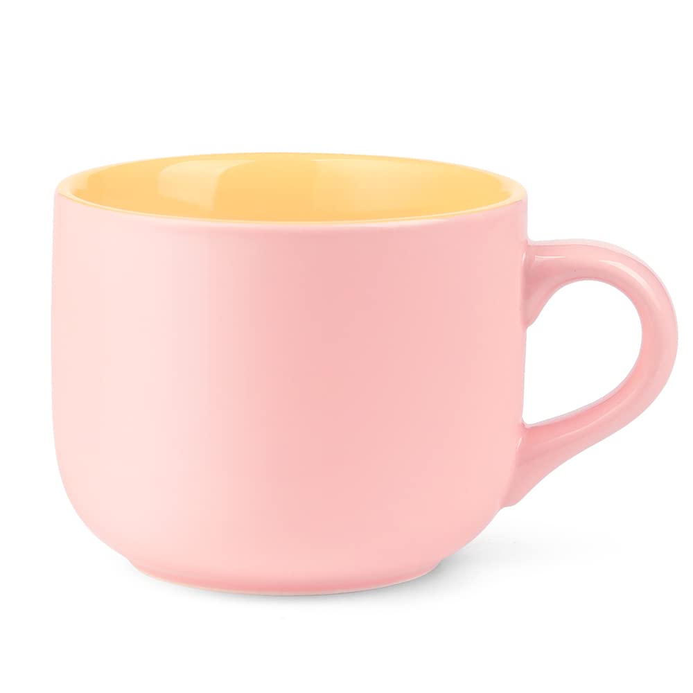 650ML/22OZ Large Ceramic Coffee Mug, Big Tea Cup for Office and Home, Dishwasher and Microwave Safe (Pink)
