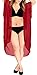 LA LEELA Women's Kimono Holiday Solid Casual One Size Red Solid