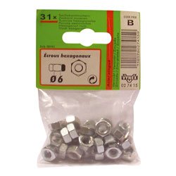 VYNEX 3101780274166 Muttern, 6 Kant, Durchmesser 8 mm, AZ Beutel CP:2, Grau, Einheitsgröße