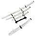 Isaazon 3 Pc Japanese Samurai Katana Sword Set Ninja Dragon w/Stand White