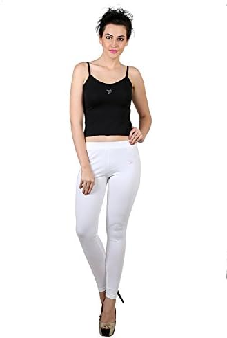 Twin Birds Solid Color Super Combed Cotton Jersey Knit Leggings (XL, White Pearl)