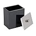 mDesign Cotton Stem Box (Pack of 2) - Plastic Bathroom Accessory for Cosmetics and Care - Cotton Swab Dispenser - Jar with Lid in Brushed Nickel - Black/Silver