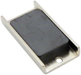 Ferrite Channel Magnet for DIY Craft, and Hobbies - 76 x 38 x 11.6mm thick x 4mm hole - 25kg Pull, Silver, Pack of 1
