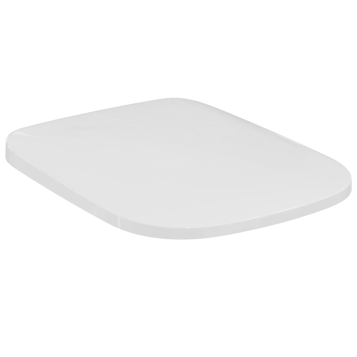 Ideal Standard Esedra Toilet seat and Cover, Angular Shape, Durable Toilet seat, Including Hinge Set for Easy Installation, Scratch-Resistant duroplast – White (365x445x40 mm)