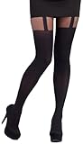 Gipsy Mock Suspender Tights Black One Size, Online Clothing Store