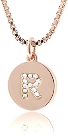 Initial Necklace, R Necklace, Cubic Zircon Pave Rose Gold Tone Necklace with 14''-24'' Adjustable Box Chain, Bridesmaid Jewelry Gift