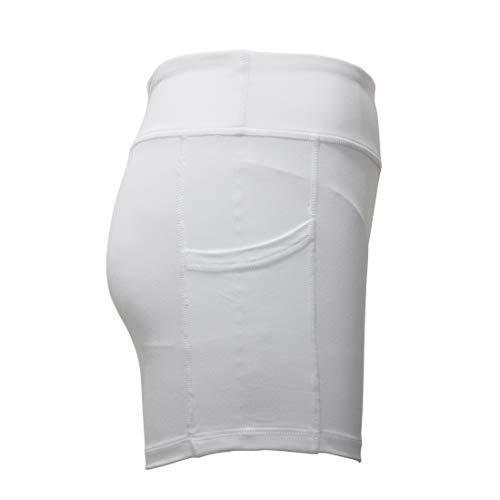 LOVESOFT Womenâ€™s Workout Cycling Running Tights Yoga Shorts with Side Pockets (White, XL)