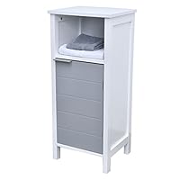 EVIDECO  Freestanding Bathroom Floor Storage Cabinet 1 Door with Shelves-Modern D-White and Grey