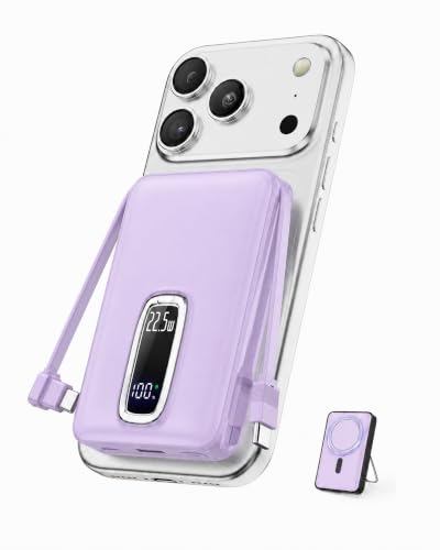 Magnetische Powerbank 10000mAh mit Ständer & 22.5W Kabel für iPhone Violett