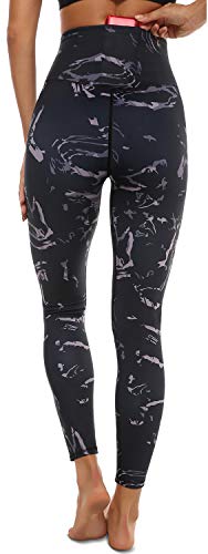 VOEONS Printed Yoga Pants for Women Pattern Exercise Leggings with Pockets High Waisted Tummy Control Athletic Spandex Compression Leggings for Women