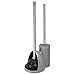 mDesign Compact Plastic Toilet Bowl Brush and Plunger Combo Set with Holder - Caddy for Bathroom Storage - Sturdy, Heavy Duty, Deep Cleaning - Silver/Brushed
