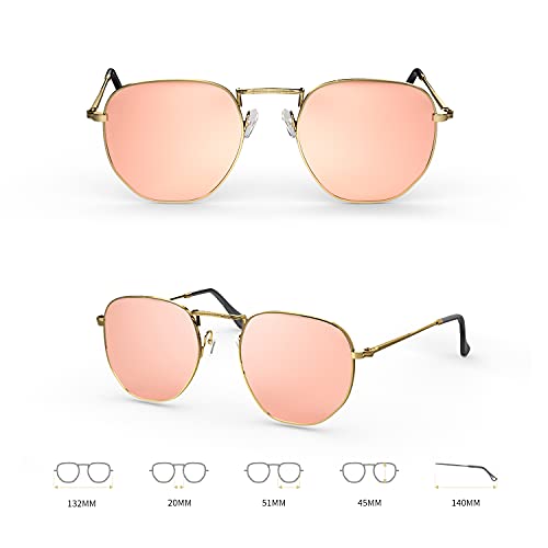 VOFO VISION Polarized Small Hexagon Sunglasses for Women Men UV Protection,Trendy Vintage Round Sunglasses VF7601