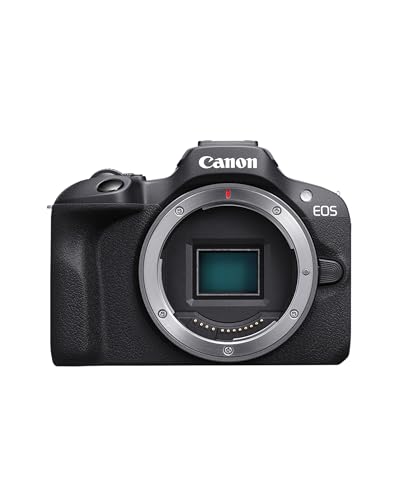 Canon EOS R100 Appareil Photo Hybride Compact à capteur APS-C stabilisé 24M Pixels, Vidéo 4K, Wi-FI, AutoFocus Dual Pixel, boitier Nu Noir