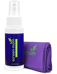Kit de limpiador de pantalla para mamá   mejor para ordenador portátil, limpiador de teléfonos, iPad, Eyeglass, LED, LCD, TV   Incluye 2 oz spray y 2 paños de limpieza morados   ideal para viajes, smartphones, pantallas táctiles, Kindle, gafas 3D