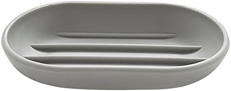 Homeyes Plastic Soap Dish for Shower Bathroom Kitchen-Grey