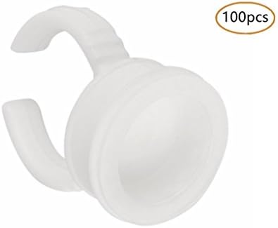 Zealer 100 Pack Makeup Glue Rings Tattoo Glue Holder Disposable Plastic Nail Art Eyelash Extension Rings