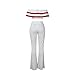 Lkous Women Off Shoulder Flounce Crop Top and Wide Leg Long Pants 2 Piece Outfit Set
