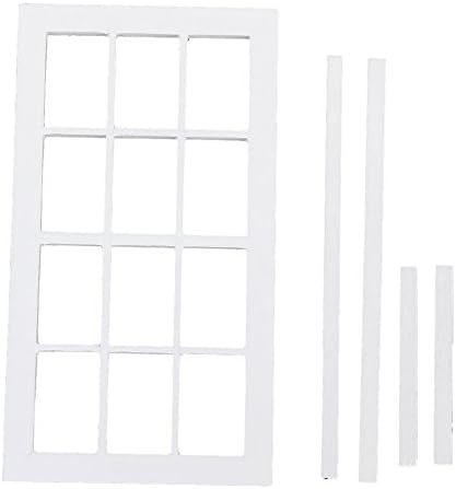 12 Pane Window for 1:12 Scale Dolls House Miniature Wooden Frame White Dollhouse Simulation Furniture Toys for Child