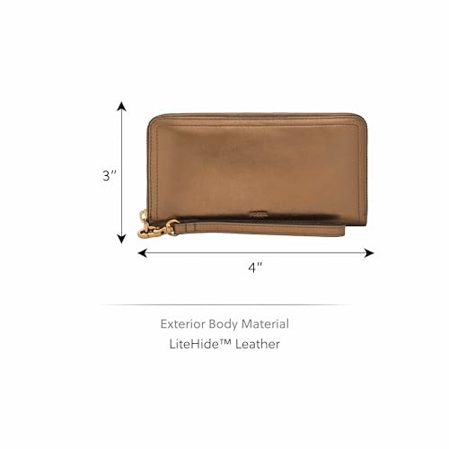 Fossil Women's Logan Leather RFID-Blocking Zip Around Clutch Wallet with  Wristlet Strap for Women